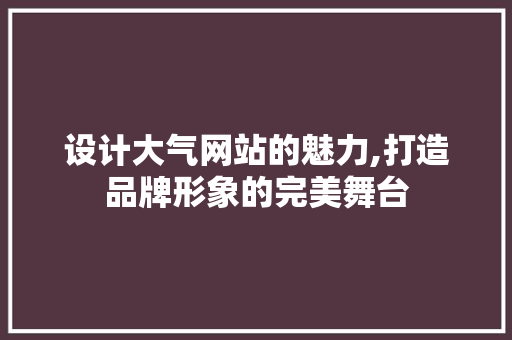 设计大气网站的魅力,打造品牌形象的完美舞台