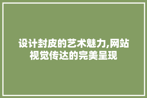 设计封皮的艺术魅力,网站视觉传达的完美呈现