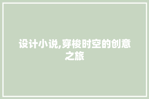 设计小说,穿梭时空的创意之旅