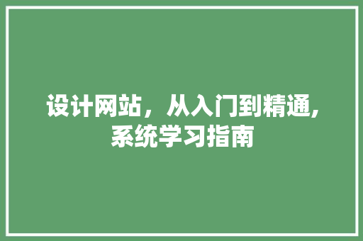设计网站，从入门到精通,系统学习指南 设计网站，从入门到精通,系统学习指南 百度SEO
