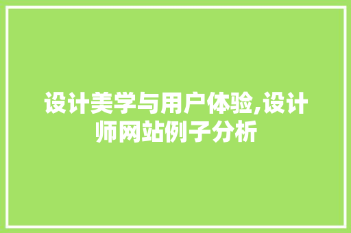 设计美学与用户体验,设计师网站例子分析 设计美学与用户体验,设计师网站例子分析 搜狗SEO
