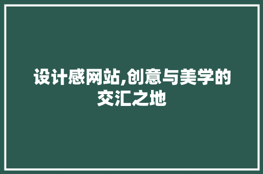 设计感网站,创意与美学的交汇之地