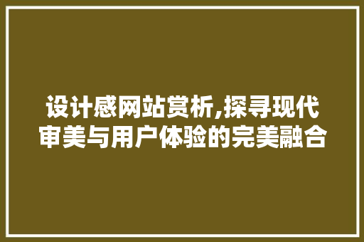 设计感网站赏析,探寻现代审美与用户体验的完美融合
