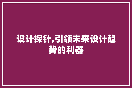 设计探针,引领未来设计趋势的利器