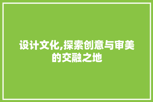 设计文化,探索创意与审美的交融之地