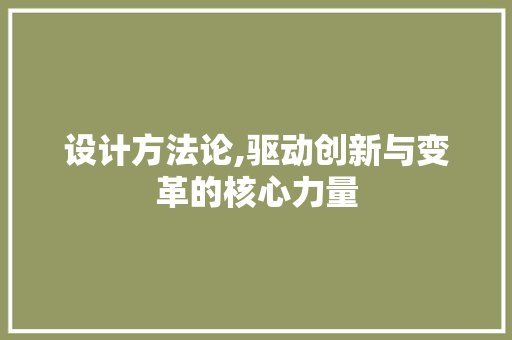 设计方法论,驱动创新与变革的核心力量