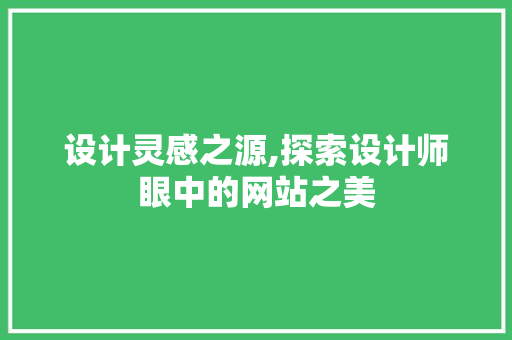 设计灵感之源,探索设计师眼中的网站之美 设计灵感之源,探索设计师眼中的网站之美 网站建设公司