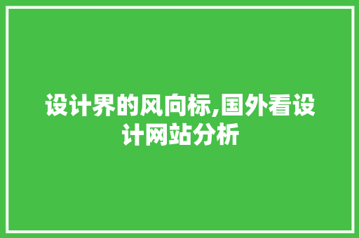 设计界的风向标,国外看设计网站分析 设计界的风向标,国外看设计网站分析 百度SEO