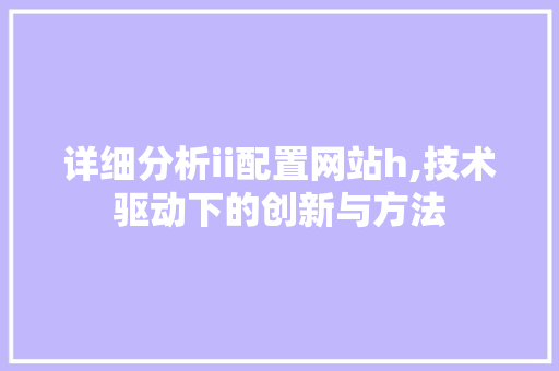 详细分析ii配置网站h,技术驱动下的创新与方法 详细分析ii配置网站h,技术驱动下的创新与方法 搜狗SEO