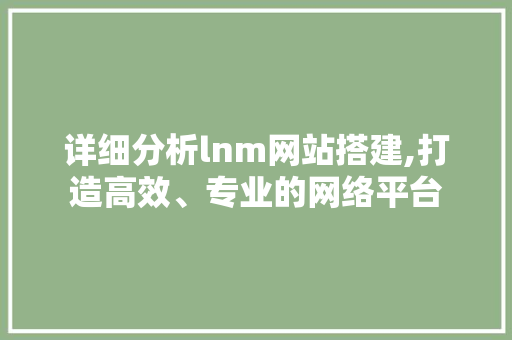 详细分析lnm网站搭建,打造高效、专业的网络平台 详细分析lnm网站搭建,打造高效、专业的网络平台 SEO关键词