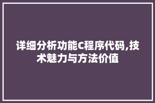 详细分析功能C程序代码,技术魅力与方法价值 详细分析功能C程序代码,技术魅力与方法价值 网站建设公司