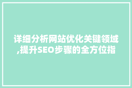详细分析网站优化关键领域,提升SEO步骤的全方位指南 详细分析网站优化关键领域,提升SEO步骤的全方位指南 SEO关键词