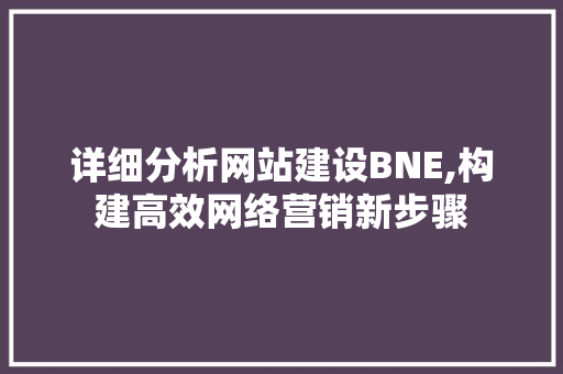 详细分析网站建设BNE,构建高效网络营销新步骤 必应SEO 详细分析网站建设BNE,构建高效网络营销新步骤 详细分析网站建设BNE,构建高效网络营销新步骤 必应SEO