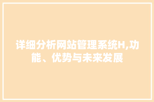 详细分析网站管理系统H,功能、优势与未来发展 详细分析网站管理系统H,功能、优势与未来发展 必应SEO