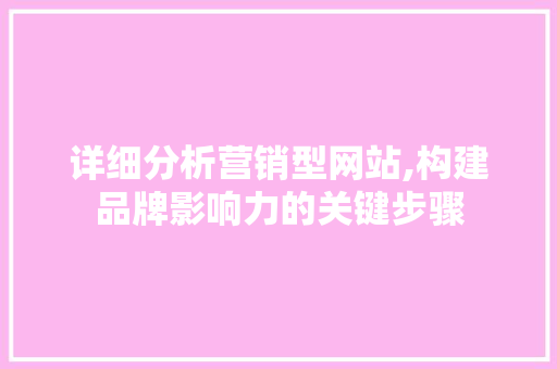 详细分析营销型网站,构建品牌影响力的关键步骤 详细分析营销型网站,构建品牌影响力的关键步骤 网站建设公司