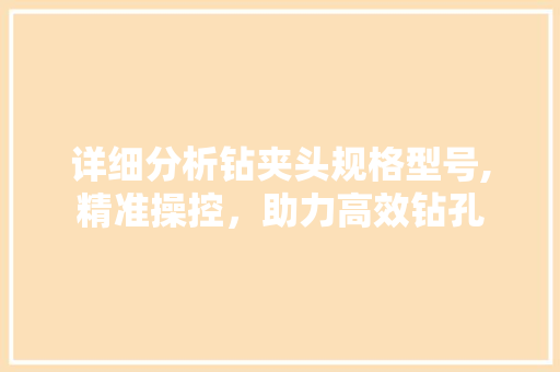 详细分析钻夹头规格型号,精准操控，助力高效钻孔 详细分析钻夹头规格型号,精准操控，助力高效钻孔 必应SEO