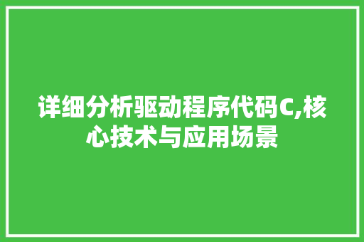 详细分析驱动程序代码C,核心技术与应用场景 详细分析驱动程序代码C,核心技术与应用场景 网站建设公司
