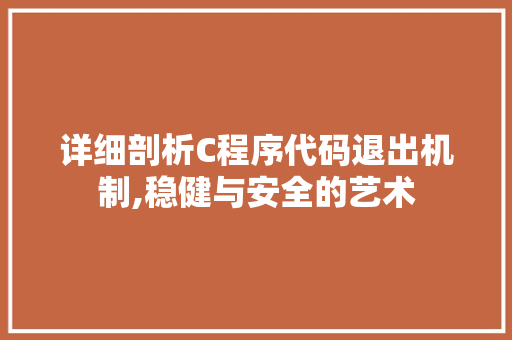 详细剖析C程序代码退出机制,稳健与安全的艺术