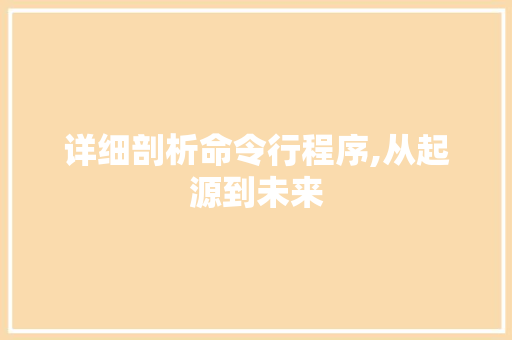 详细剖析命令行程序,从起源到未来 详细剖析命令行程序,从起源到未来 网站建设公司