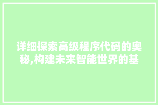 详细探索高级程序代码的奥秘,构建未来智能世界的基石 详细探索高级程序代码的奥秘,构建未来智能世界的基石 必应SEO