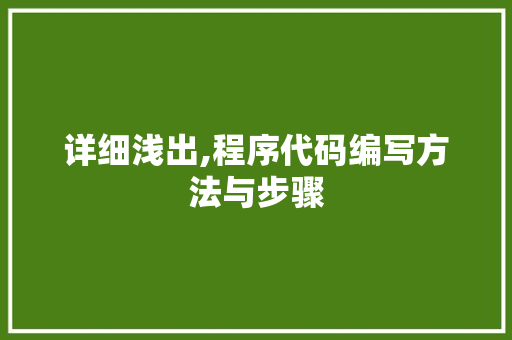 详细浅出,程序代码编写方法与步骤 详细浅出,程序代码编写方法与步骤 百度SEO