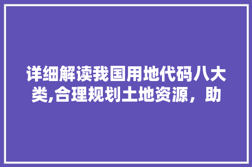 详细解读我国用地代码八大类,合理规划土地资源，助力经济社会高质量发展 详细解读我国用地代码八大类,合理规划土地资源，助力经济社会高质量发展 SEO关键词