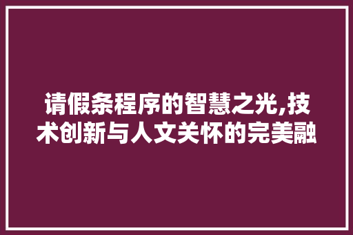 请假条程序的智慧之光,技术创新与人文关怀的完美融合