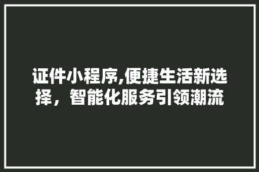 证件小程序,便捷生活新选择，智能化服务引领潮流 证件小程序,便捷生活新选择，智能化服务引领潮流 SEO关键词