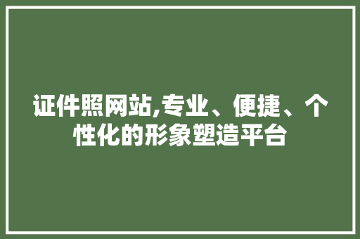 证件照网站,专业、便捷、个性化的形象塑造平台