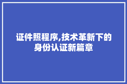 证件照程序,技术革新下的身份认证新篇章