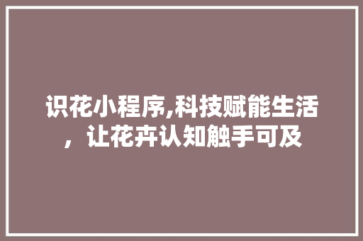 识花小程序,科技赋能生活，让花卉认知触手可及 识花小程序,科技赋能生活，让花卉认知触手可及 SEO关键词
