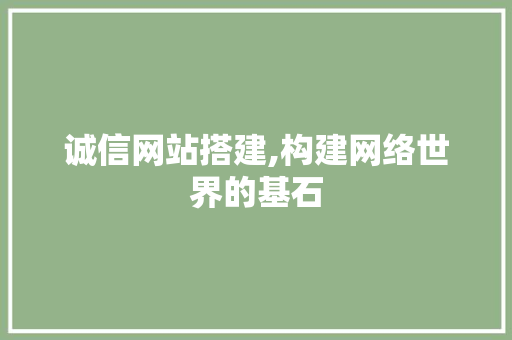 诚信网站搭建,构建网络世界的基石