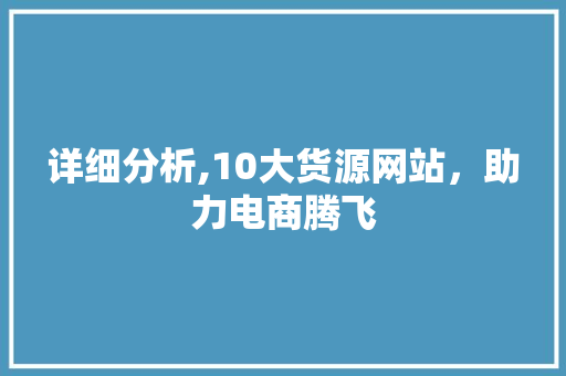 详细分析,10大货源网站，助力电商腾飞 详细分析,10大货源网站，助力电商腾飞 SEO关键词