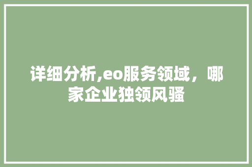 详细分析,eo服务领域，哪家企业独领风骚 详细分析,eo服务领域，哪家企业独领风骚 搜狗SEO