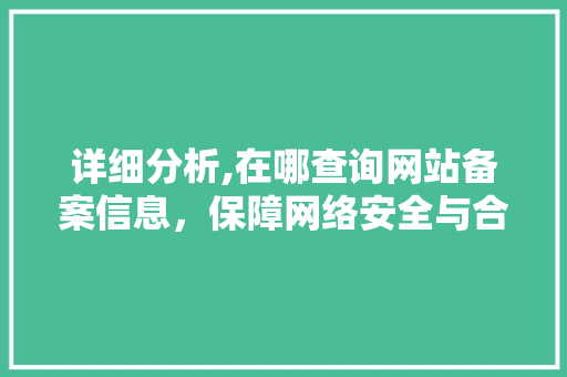 详细分析,在哪查询网站备案信息，保障网络安全与合法权益 详细分析,在哪查询网站备案信息，保障网络安全与合法权益 搜狗SEO