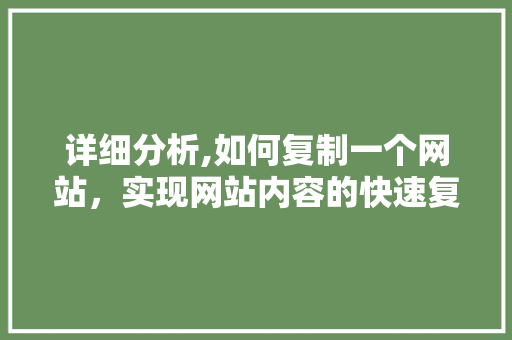 详细分析,如何复制一个网站，实现网站内容的快速复制与迁移 详细分析,如何复制一个网站，实现网站内容的快速复制与迁移 搜狗SEO