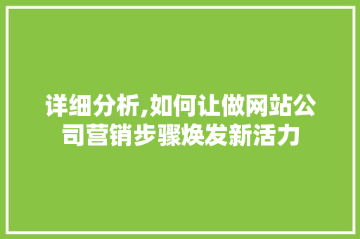 详细分析,如何让做网站公司营销步骤焕发新活力 详细分析,如何让做网站公司营销步骤焕发新活力 网站建设公司