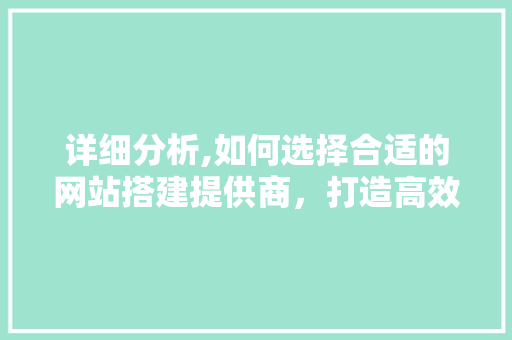 详细分析,如何选择合适的网站搭建提供商，打造高效企业门户 详细分析,如何选择合适的网站搭建提供商，打造高效企业门户 网站建设公司