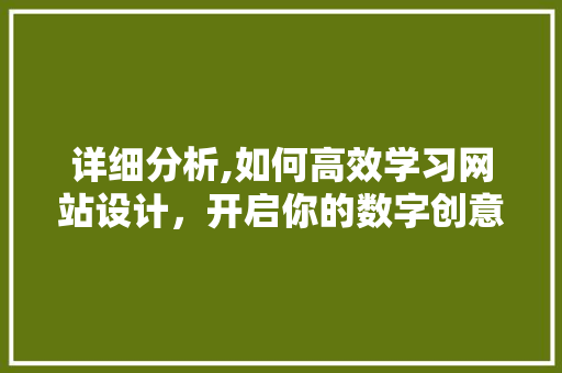 详细分析,如何高效学习网站设计，开启你的数字创意之旅 详细分析,如何高效学习网站设计，开启你的数字创意之旅 SEO关键词
