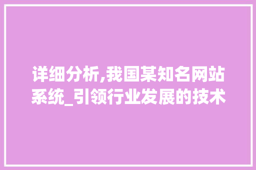 详细分析,我国某知名网站系统_引领行业发展的技术典范 详细分析,我国某知名网站系统_引领行业发展的技术典范 SEO关键词