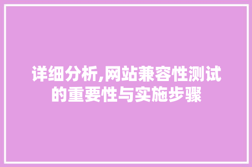 详细分析,网站兼容性测试的重要性与实施步骤 详细分析,网站兼容性测试的重要性与实施步骤 必应SEO