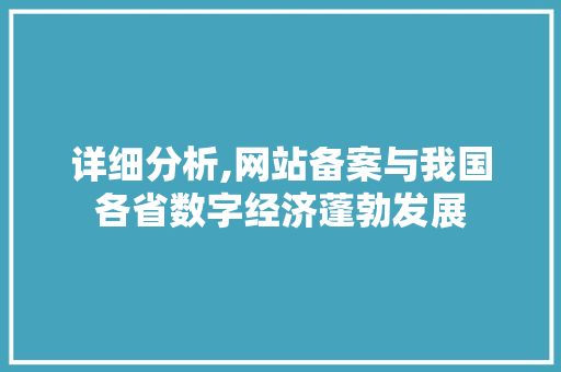 详细分析,网站备案与我国各省数字经济蓬勃发展 详细分析,网站备案与我国各省数字经济蓬勃发展 SEO关键词