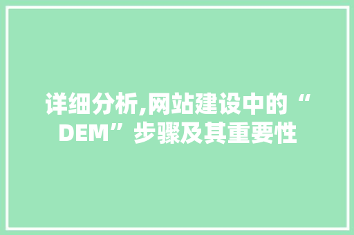 详细分析,网站建设中的“DEM”步骤及其重要性 详细分析,网站建设中的“DEM”步骤及其重要性 必应SEO