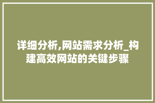 详细分析,网站需求分析_构建高效网站的关键步骤 详细分析,网站需求分析_构建高效网站的关键步骤 百度SEO