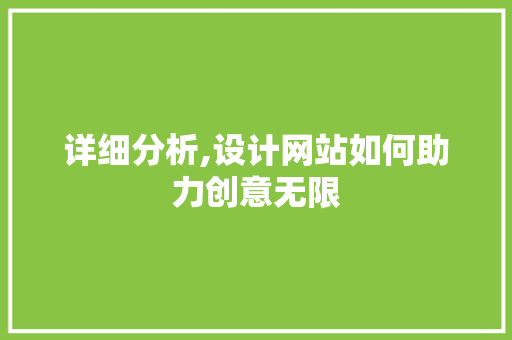 详细分析,设计网站如何助力创意无限 详细分析,设计网站如何助力创意无限 神马SEO