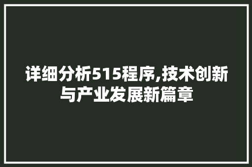 详细分析515程序,技术创新与产业发展新篇章 详细分析515程序,技术创新与产业发展新篇章 网站建设公司