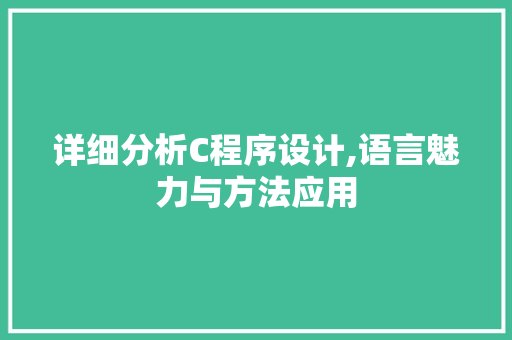 详细分析C程序设计,语言魅力与方法应用 详细分析C程序设计,语言魅力与方法应用 神马SEO