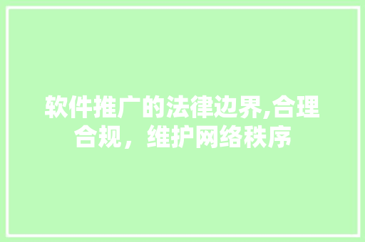 软件推广的法律边界,合理合规，维护网络秩序 软件推广的法律边界,合理合规，维护网络秩序 必应SEO