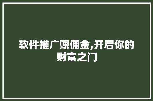 软件推广赚佣金,开启你的财富之门 软件推广赚佣金,开启你的财富之门 必应SEO