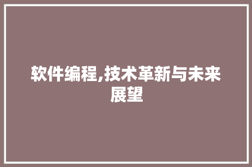 软件编程,技术革新与未来展望 软件编程,技术革新与未来展望 搜狗SEO